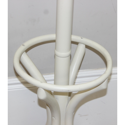 50 - A cream painted bentwood free standing coat and hat stand, approx 190cm tall