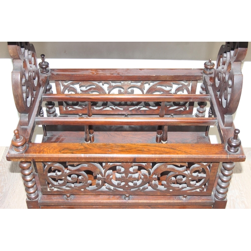 155 - A 19th century Rosewood canterbury whatnot with pierced gallery back, side splats and pierced canter... 