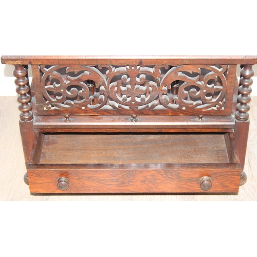 155 - A 19th century Rosewood canterbury whatnot with pierced gallery back, side splats and pierced canter... 