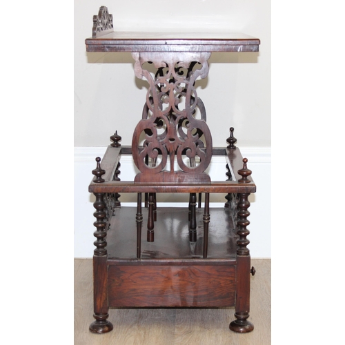 155 - A 19th century Rosewood canterbury whatnot with pierced gallery back, side splats and pierced canter... 