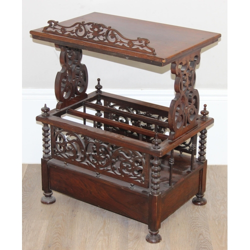 155 - A 19th century Rosewood canterbury whatnot with pierced gallery back, side splats and pierced canter... 