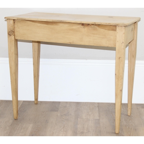 6 - A Victorian pine console table with single drawer and white ceramic handles, approx 82cm wide x 44cm... 