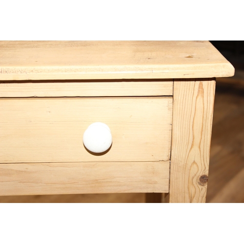 6 - A Victorian pine console table with single drawer and white ceramic handles, approx 82cm wide x 44cm... 