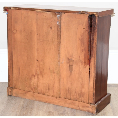 93 - A Victorian mahogany sideboard or chiffonier base with hidden frieze drawer over a 2 door cupboard, ... 