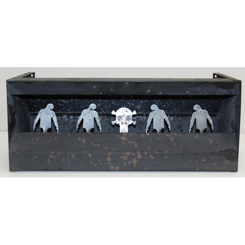 1351 - Black metal air rifle shooting target box, approx 49cm W