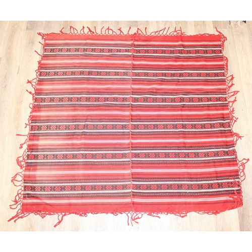 202 - Qty of assorted vintage flatweave rugs, mainly red ground, believed to be Romanian, the largest appr... 