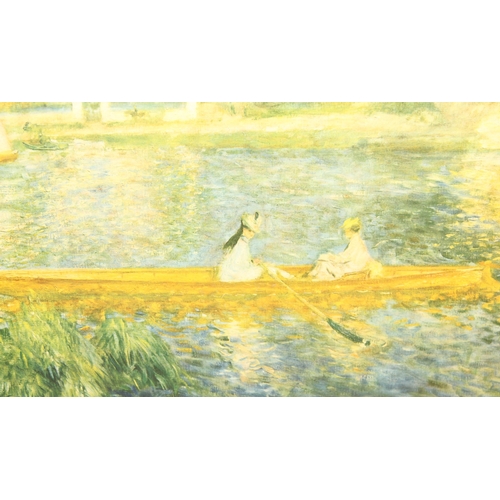 363 - A vintage textured print depicting The Skiff (La Yole) by Renoir, approx 77cm x 62cm inc frame