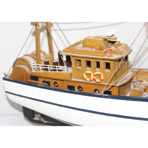 608 - Vintage wooden model of a detailed Cornish Trawler boat, approx 45cm