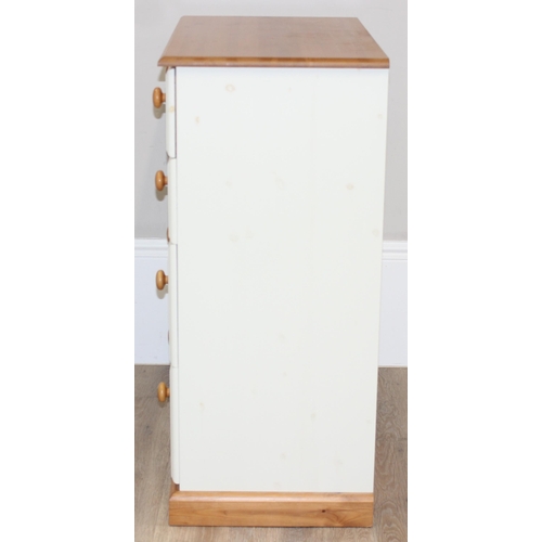 51 - Semi-painted pine 2-over-3 chest of drawers, approx 80cm x 44cm x 97cm