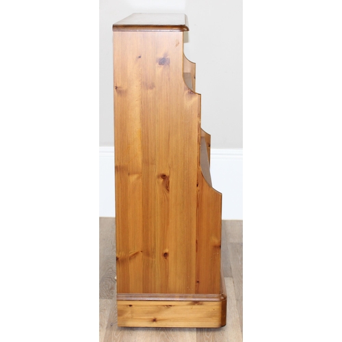 49 - Pine waterfall bookcase, approx 95cm x 37cm x 100cm