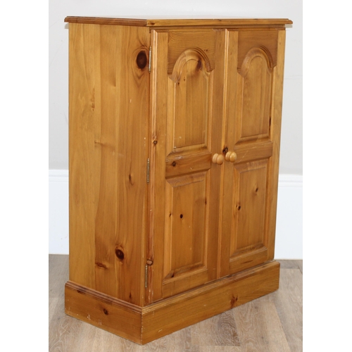 55 - 2-door pine cupboard, approx 73cm x 37cm x 100cm