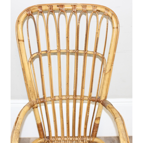 137 - In the manner of Franco Albini, a retro bamboo rocking chair, approx 56cm wide x 116cm tall