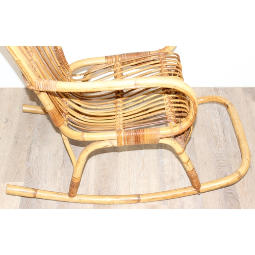 137 - In the manner of Franco Albini, a retro bamboo rocking chair, approx 56cm wide x 116cm tall