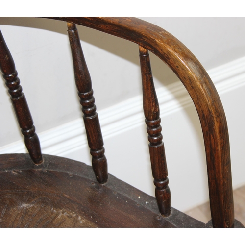 43 - A vintage polished oak Captain's chair with Thonet style seat, approx 56cm wide x 80cm tall