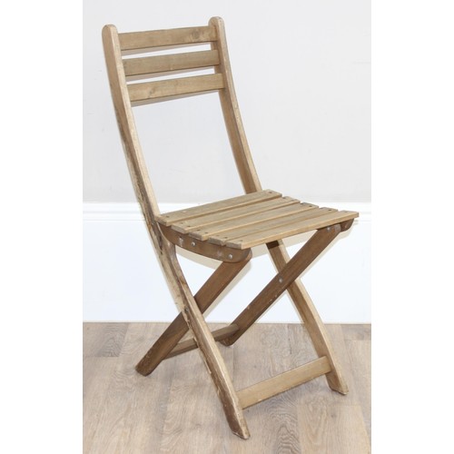 81 - A set of 4 folding wooden slatted chairs, each approx 88cm tall