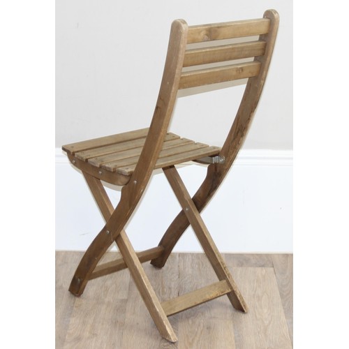 81 - A set of 4 folding wooden slatted chairs, each approx 88cm tall