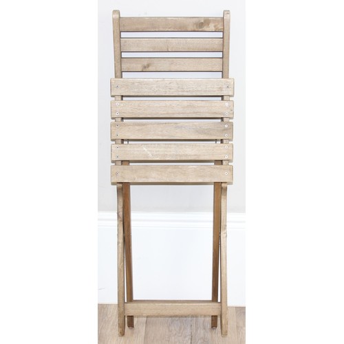 81 - A set of 4 folding wooden slatted chairs, each approx 88cm tall