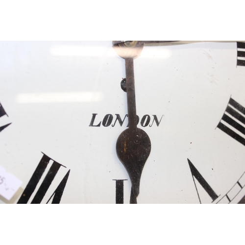 1325 - Mahogany wall clock with fusee movement and Roman numeral dial, approx 43cm diam