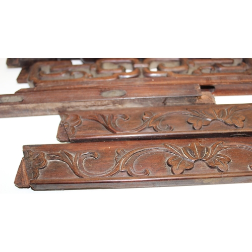 276 - A 19th century Chinese rosewood jardiniere stand with marble top, in pieces for restoration