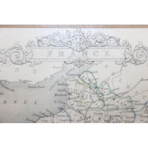 381 - Antique hand coloured map of Oxfordshire by T. Kitchin, and 3 repro maps of Europe and 2 of France, ... 