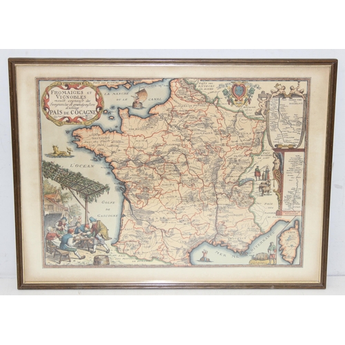 381 - Antique hand coloured map of Oxfordshire by T. Kitchin, and 3 repro maps of Europe and 2 of France, ... 