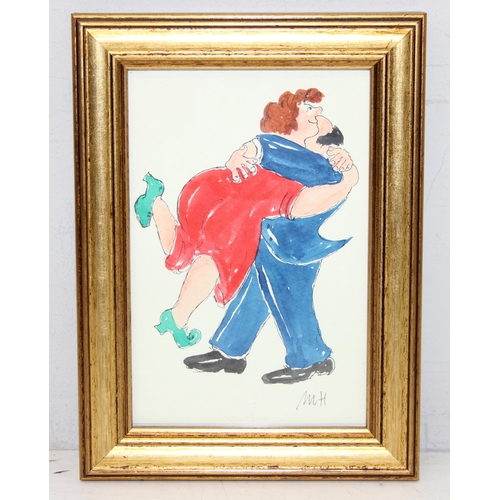 383 - 3 ink and watercolour paintings of couples by Mary Hall, to incl 'Bonjour Matelot' and 'Foreign Affa... 