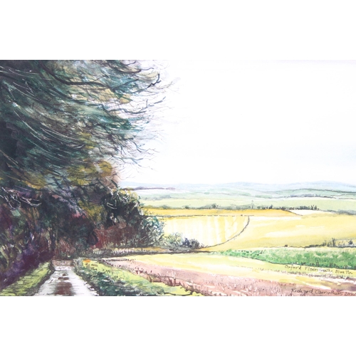 387 - Richard Carruthers (XX): Original watercolour landscape 'Oxford Plain From The Blue Tin', dated 2022... 