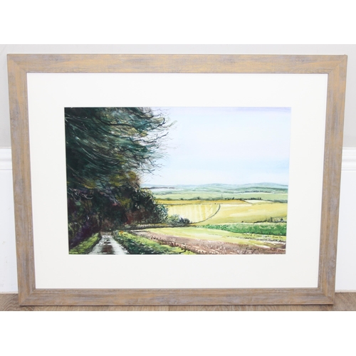 387 - Richard Carruthers (XX): Original watercolour landscape 'Oxford Plain From The Blue Tin', dated 2022... 