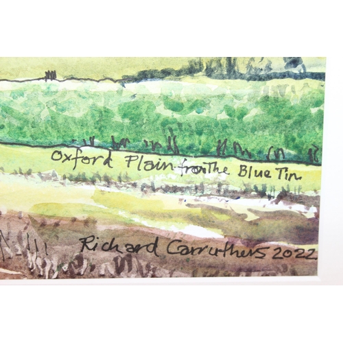 387 - Richard Carruthers (XX): Original watercolour landscape 'Oxford Plain From The Blue Tin', dated 2022... 