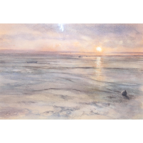 396 - Eric Pead (XX): Original watercolour of a landscape titled 'Lost Morning', labels verso to in origin... 