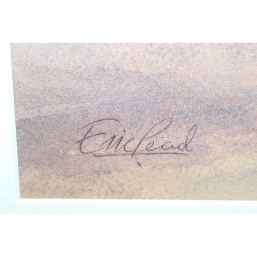 396 - Eric Pead (XX): Original watercolour of a landscape titled 'Lost Morning', labels verso to in origin... 