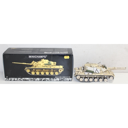 623 - Vintage Minichamps M60A1 W/ERA Kuwait City 1991, 1:35 scale model tank in original box