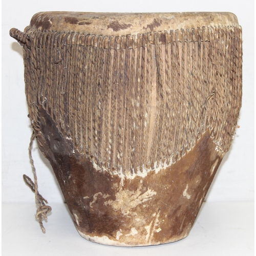 720 - Vintage zebra skin drum, approx 33cm x 33cm x 35cm