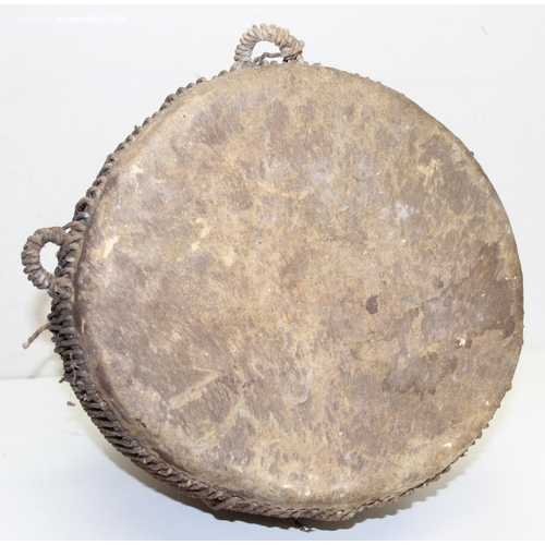 720 - Vintage zebra skin drum, approx 33cm x 33cm x 35cm