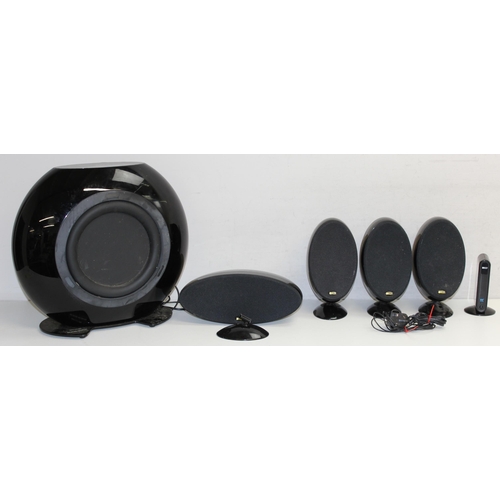 721 - KEF surround sound system to incl: HTB2SE-W wireless speaker, SP3588 satellite speakers x3, and SP35... 