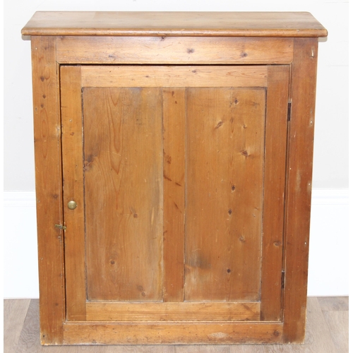 142 - A vintage stripped pine cupboard with interior shelf, approx 80cm wide x 32cm deep x 91cm tall