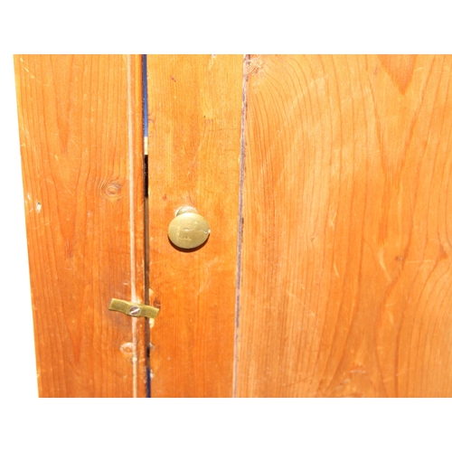 142 - A vintage stripped pine cupboard with interior shelf, approx 80cm wide x 32cm deep x 91cm tall