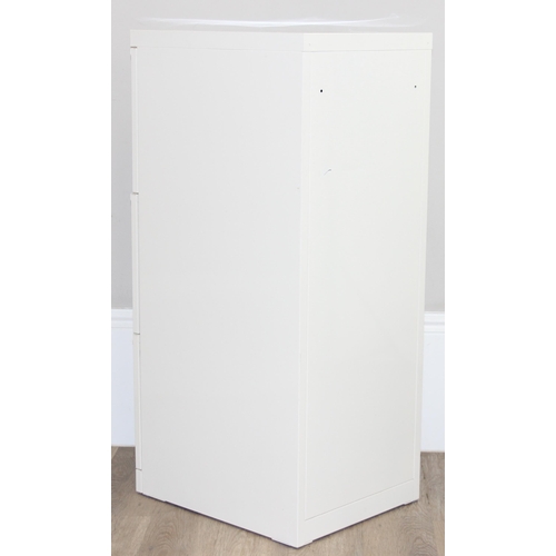 83 - A white painted metal 3 drawer filing cabinet, approx 41cm wide x 50cm deep x 105cm tall