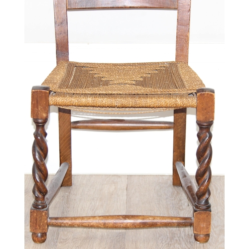 57 - 3 pieces of Arts & Crafts period furniture with either rush or seagrass seats, to incl an oak bedroo... 