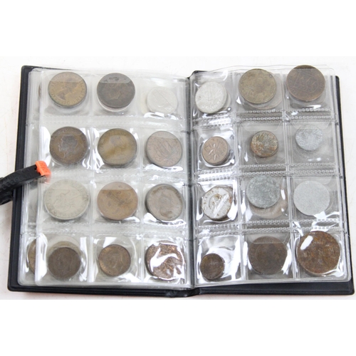 1212 - A qty of assorted named mixed antique and later world coins in sleeves and box, with an associated a... 