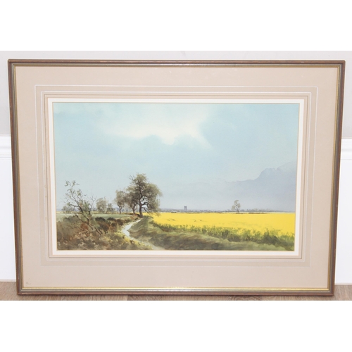 398 - Mix of original watercolour landscape paintings, largest approx 71cm x 57cm