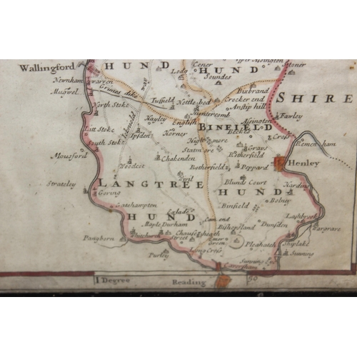 406 - Antique Robert Morden hand coloured map of Oxfordshire, purported to be c.1722, approx 45cm x 39cm