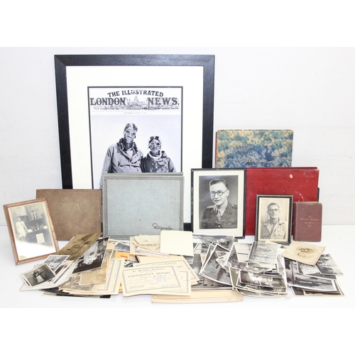 530 - A large qty of assorted photographs and ephemera, some WW2 related military pieces