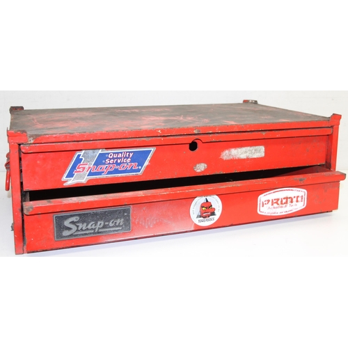 731 - Red Snap On double-drawer tool storage unit, approx 67cm x 38cm x 21cm