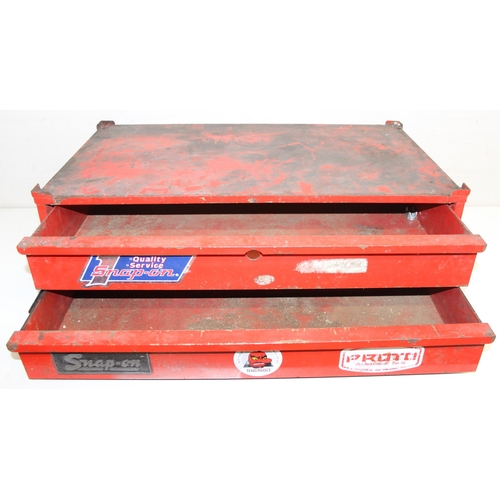 731 - Red Snap On double-drawer tool storage unit, approx 67cm x 38cm x 21cm