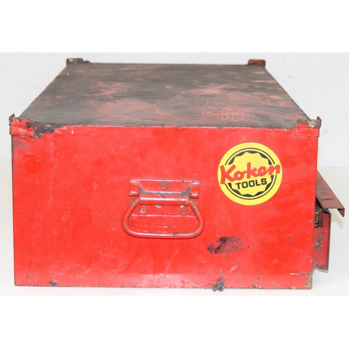 731 - Red Snap On double-drawer tool storage unit, approx 67cm x 38cm x 21cm