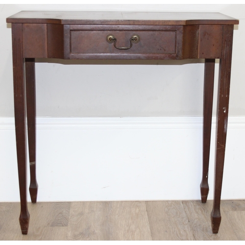 145 - An antique style mahogany console table with single drawer, approx 75cm wide x 38cm deep x 77cm tall