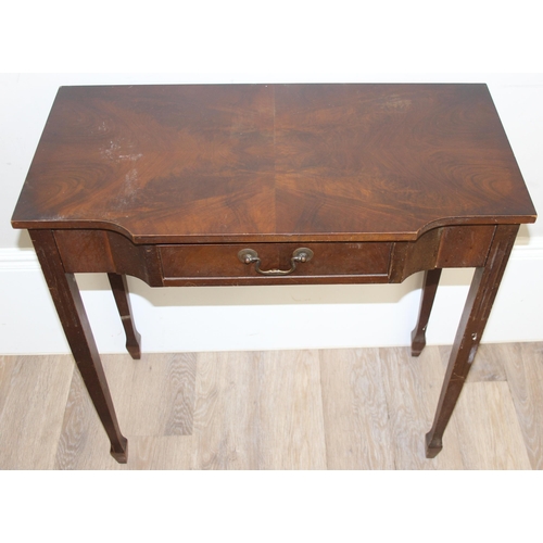 145 - An antique style mahogany console table with single drawer, approx 75cm wide x 38cm deep x 77cm tall