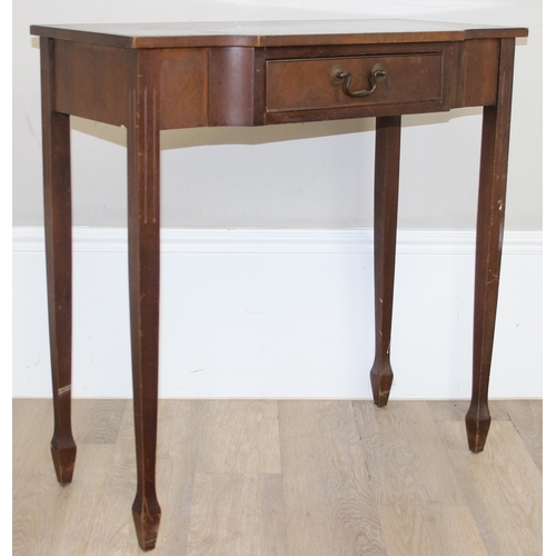 145 - An antique style mahogany console table with single drawer, approx 75cm wide x 38cm deep x 77cm tall