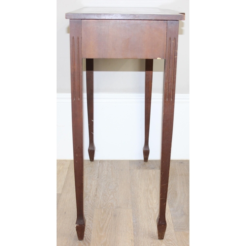 145 - An antique style mahogany console table with single drawer, approx 75cm wide x 38cm deep x 77cm tall